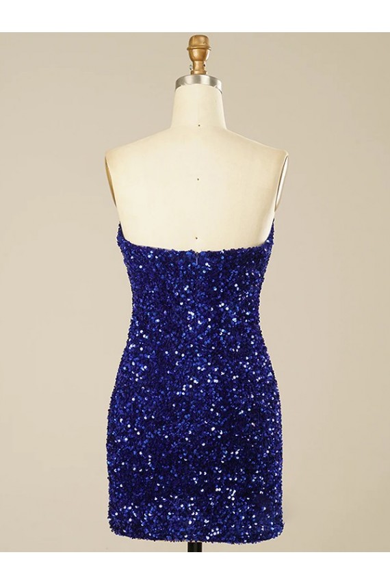 Compra Color mostrado Cubierta Cuello de Corazón Corto Lentejuelas Terciopelo Corto Vestidos de fiesta