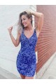 Compra Color mostrado Cubierta Cuello en V Corto Lentejuelas Terciopelo Corto Vestidos de fiesta