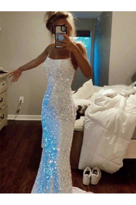 Compra Color mostrado Cubierta Tirantes espagueti Barrer tren Lentejuelas Terciopelo Largo Vestidos de fiesta