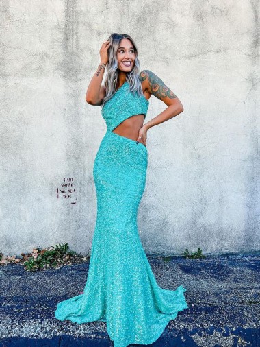 Compra Color mostrado Sirena Un Hombre Barrer tren Lentejuelas Terciopelo Largo Vestidos de fiesta