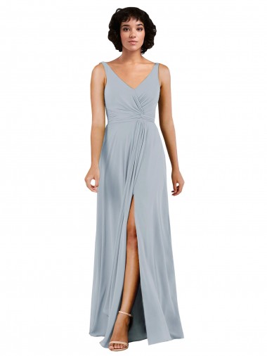 Compra Columna Cuello en V Gasa Largo Vestidos de dama de honor