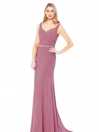 Compra Cubierta Cuello Alto Gasa Largo Vestidos de dama de honor / Vestidos de fiesta