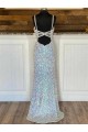 Compra Cubierta Cuello en V Barrer tren Lentejuelas Terciopelo Largo Vestidos de fiesta