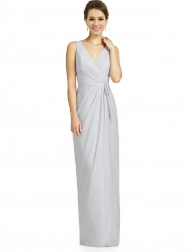Compra Cubierta Cuello en V Gasa Largo Vestidos de dama de honor