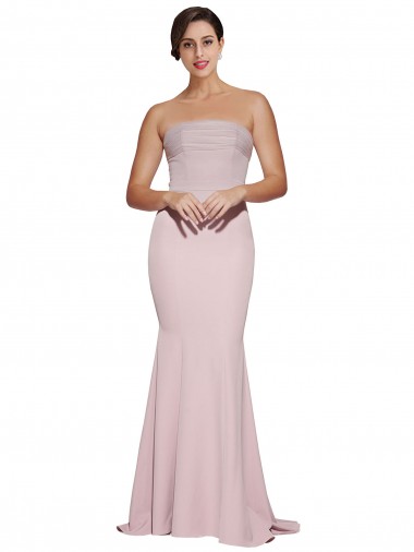Compra Cubierta Sin tirantes Barrer tren Crepé Elástico Largo Formales Vestidos de dama de honor / Vestidos de fiesta