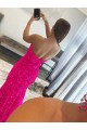 Compra Fucsia Cubierta Sin tirantes Barrer tren Lentejuelas Terciopelo Largo Vestidos de fiesta