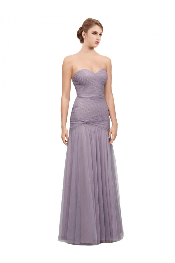 Compra Heather Sirena Cuello de Corazón Tul Largo Vestidos de dama de honor