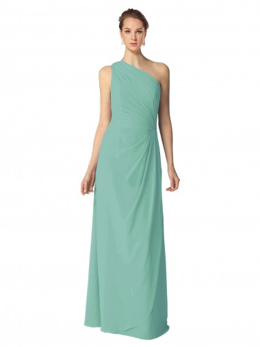 Compra Jade línea A Un Hombre Gasa Largo Vestidos de dama de honor