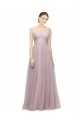 Compra Light Lilac línea A Cuello de Corazón Tul Encaje Largo Vestidos de dama de honor