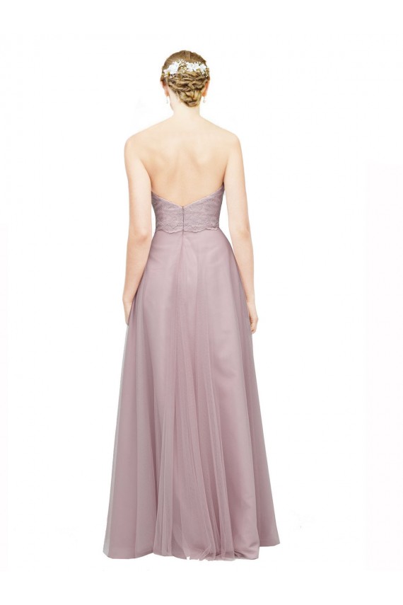 Compra Light Lilac línea A Cuello de Corazón Tul Encaje Largo Vestidos de dama de honor
