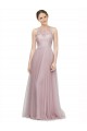 Compra Light Lilac línea A Cuello de Corazón Tul Encaje Largo Vestidos de dama de honor