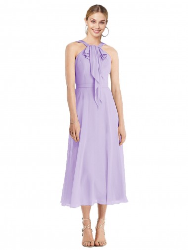 Compra Lila línea A Halter Gasa Corto Vestidos de dama de honor / Vestidos de cóctel