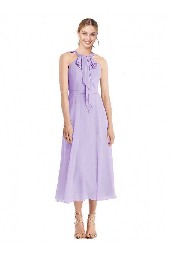 Compra Lila línea A Halter Gasa Corto Vestidos de dama de honor / Vestidos de cóctel