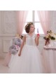 Compra Marfil Cuello Alto Tul Encaje Largo vestidos de niña de las flores