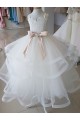 Compra Marfil Cuello Alto Tul Encaje Largo vestidos de niña de las flores