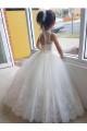 Compra Marfil Cuello Alto Tul Encaje Largo vestidos de niña de las flores