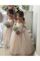 Compra Marfil Cuello de Corazón Cola capilla Tul Encaje Largo vestidos de niña de las flores