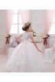 Compra Marfil Cuello de Corazón Tul Encaje Largo vestidos de niña de las flores