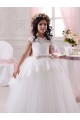 Compra Marfil Cuello de Corazón Tul Encaje Largo vestidos de niña de las flores