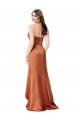 Compra Naranja línea A Tirantes espagueti Satén sedoso Largo Asimétrico Formales Vestidos de dama de honor / Vestidos de fiesta