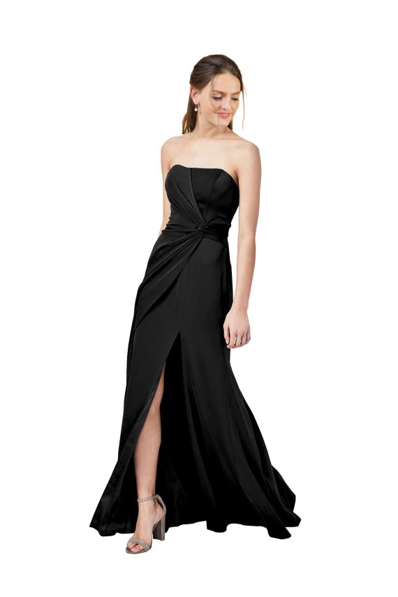 Compra Negro Cubierta Sin tirantes Crepé Elástico Largo Formales Vestidos de dama de honor / Vestidos de fiesta
