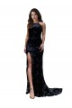 Compra Negro Sirena Cuello Alto Encaje Largo Formales Vestidos de dama de honor / Vestidos de fiesta
