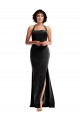 Compra Negro Sirena Halter Terciopelo Elástico Largo Formales Vestidos de dama de honor / Vestidos de fiesta