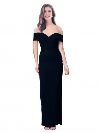 Compra Negro Sirena Hombros Descubiertos Crepé Elástico Largo Formales Vestidos de dama de honor / Vestidos de fiesta
