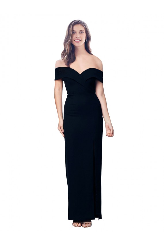 Compra Negro Sirena Hombros Descubiertos Crepé Elástico Largo Formales Vestidos de dama de honor / Vestidos de fiesta