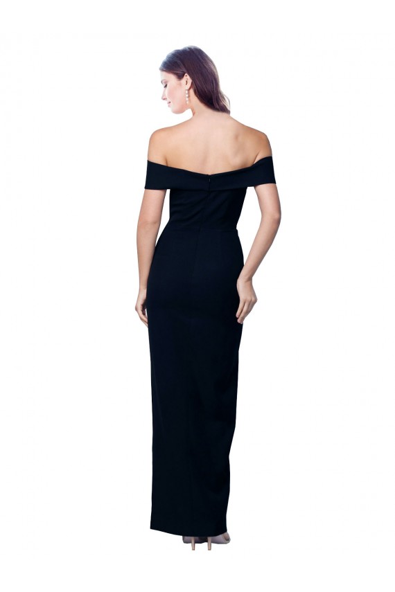 Compra Negro Sirena Hombros Descubiertos Crepé Elástico Largo Formales Vestidos de dama de honor / Vestidos de fiesta
