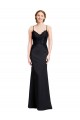 Compra Negro Sirena Tirantes espagueti Cuello en V Crepé Elástico Largo Vestidos de dama de honor / Vestidos de fiesta