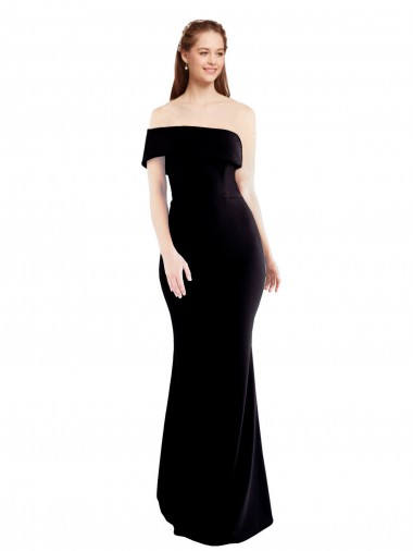 Compra Negro Sirena Un Hombre Crepé Elástico Largo Formales Vestidos de dama de honor / Vestidos de fiesta