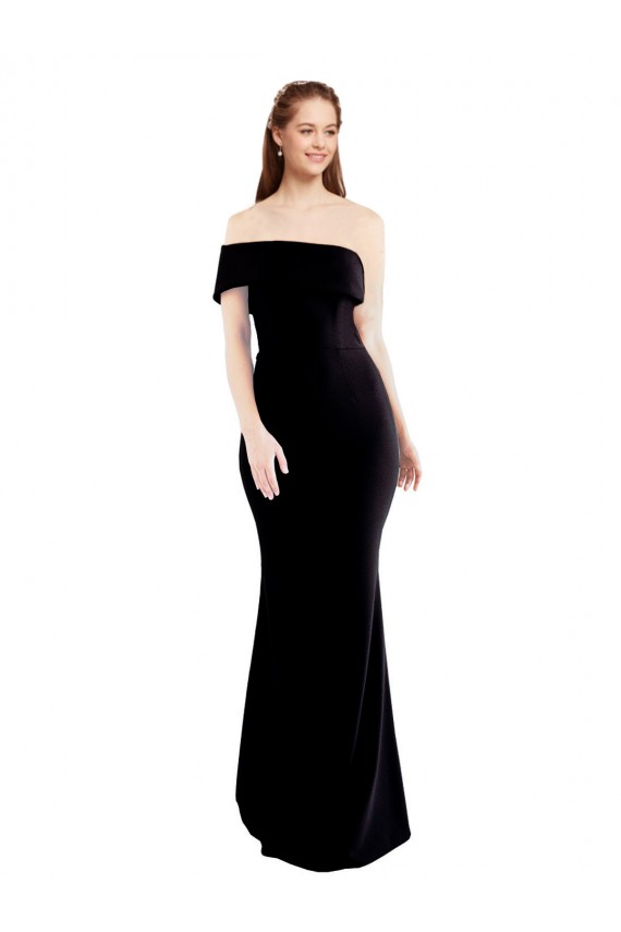 Compra Negro Sirena Un Hombre Crepé Elástico Largo Formales Vestidos de dama de honor / Vestidos de fiesta