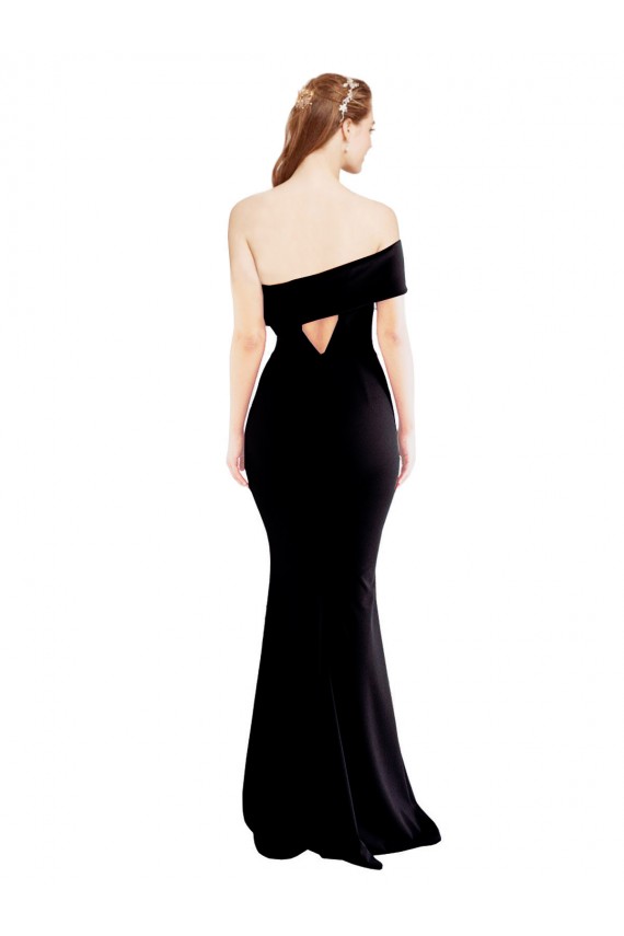 Compra Negro Sirena Un Hombre Crepé Elástico Largo Formales Vestidos de dama de honor / Vestidos de fiesta