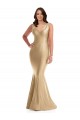 Compra Oro suave Sirena Cuello en V Satén sedoso Largo Formales Vestidos de dama de honor / Vestidos de fiesta