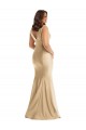 Compra Oro suave Sirena Cuello en V Satén sedoso Largo Formales Vestidos de dama de honor / Vestidos de fiesta