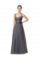 Compra Pizarra gris línea A Cuello de Corazón Tul Largo Vestidos de dama de honor