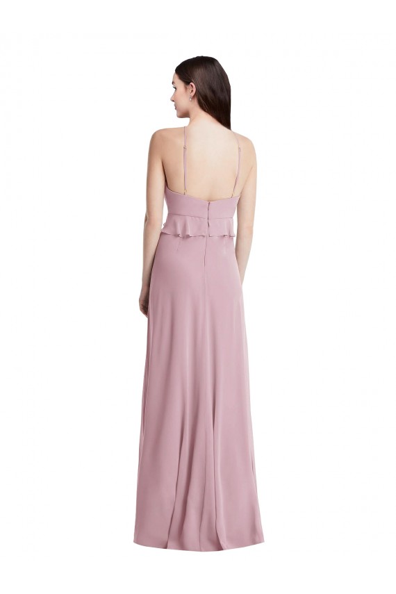 Compra Primavera línea A Halter Gasa Largo Vestidos de dama de honor