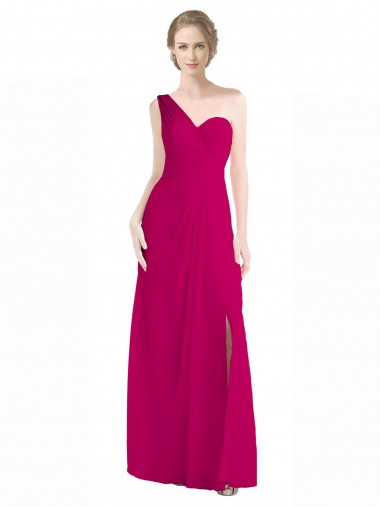 Compra Rojo 16 línea A Un Hombre Gasa Largo Vestidos de dama de honor