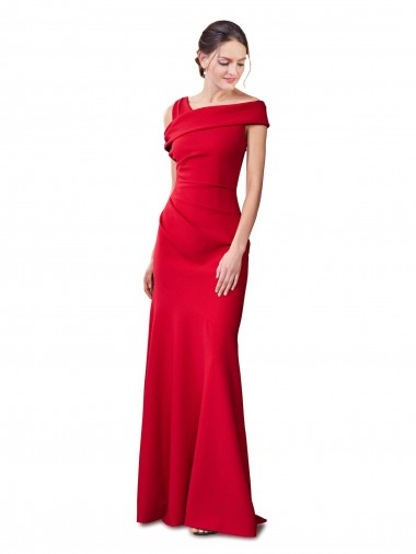 Compra Rojo Sirena Crepé Elástico Largo Formales Vestidos de dama de honor / Vestidos de fiesta