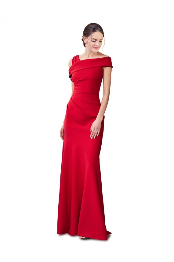 Compra Rojo Sirena Crepé Elástico Largo Formales Vestidos de dama de honor / Vestidos de fiesta