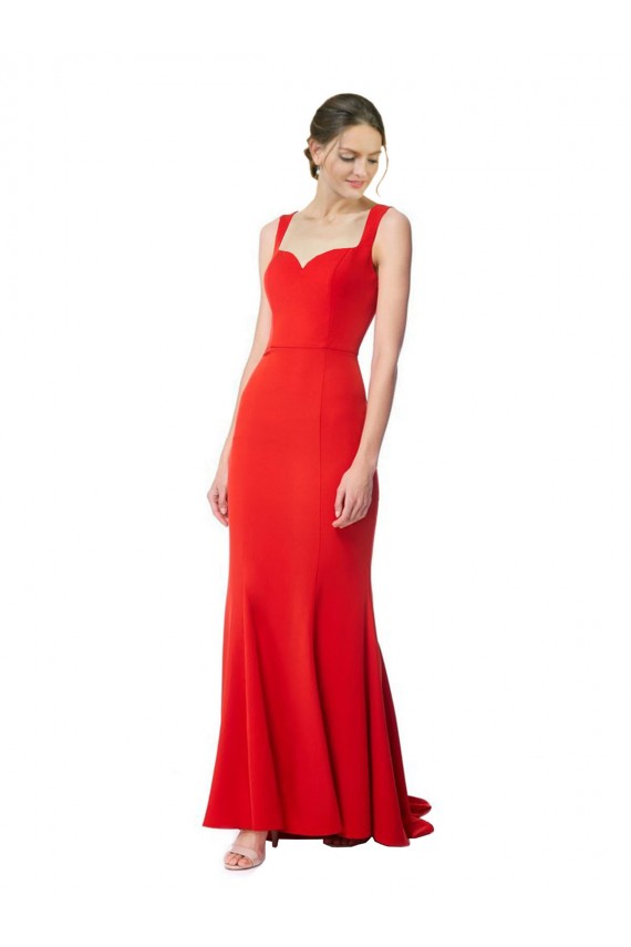Compra Rojo Sirena Cuello Alto Crepé Elástico Largo Formales Vestidos de dama de honor / Vestidos de fiesta