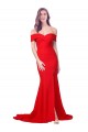 Compra Rojo Sirena Cuello de Corazón Crepé Elástico Largo Formales Vestidos de dama de honor / Vestidos de fiesta