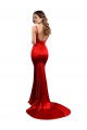 Compra Rojo Sirena Cuello de Corazón Satén elástico Largo Formales Vestidos de dama de honor / Vestidos de fiesta