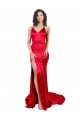Compra Rojo Sirena Cuello de Corazón Satén elástico Largo Formales Vestidos de dama de honor / Vestidos de fiesta