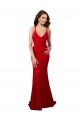 Compra Rojo Sirena Cuello en V Encaje Largo Formales Vestidos de dama de honor / Vestidos de fiesta