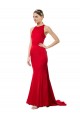 Compra Rojo Sirena Halter Cuello Alto Crepé Elástico Largo Formales Vestidos de dama de honor / Vestidos de fiesta