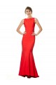 Compra Rojo Sirena Halter Cuello Alto Crepé Elástico Largo Formales Vestidos de dama de honor / Vestidos de fiesta
