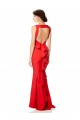 Compra Rojo Sirena Halter Cuello Alto Crepé Elástico Largo Formales Vestidos de dama de honor / Vestidos de fiesta