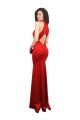 Compra Rojo Sirena Halter Satén elástico Largo Formales Vestidos de dama de honor / Vestidos de fiesta